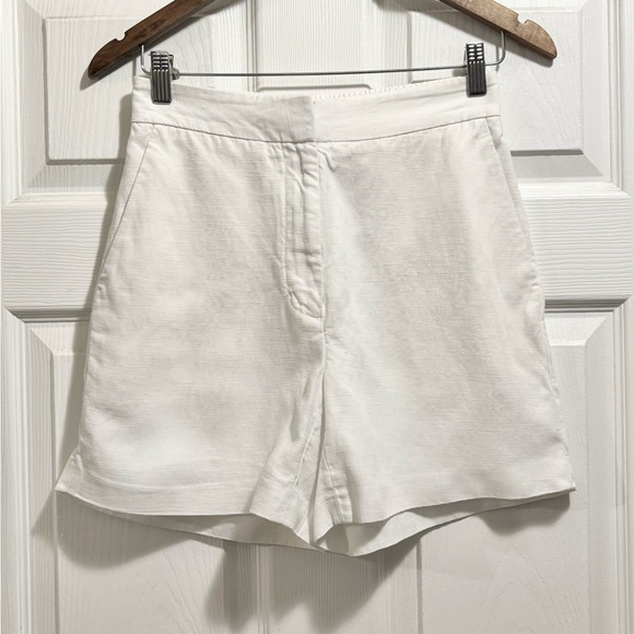 Aritzia Wilfred Alanya Linen Shorts High Rise White Linen Tencil Blend Size 4 - Picture 2 of 16